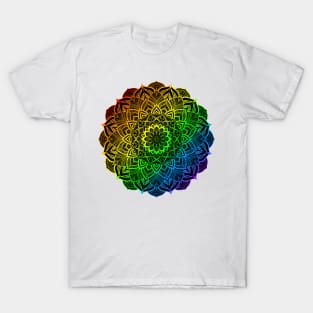 Gay Pride Rainbow Striped Mandala T-Shirt